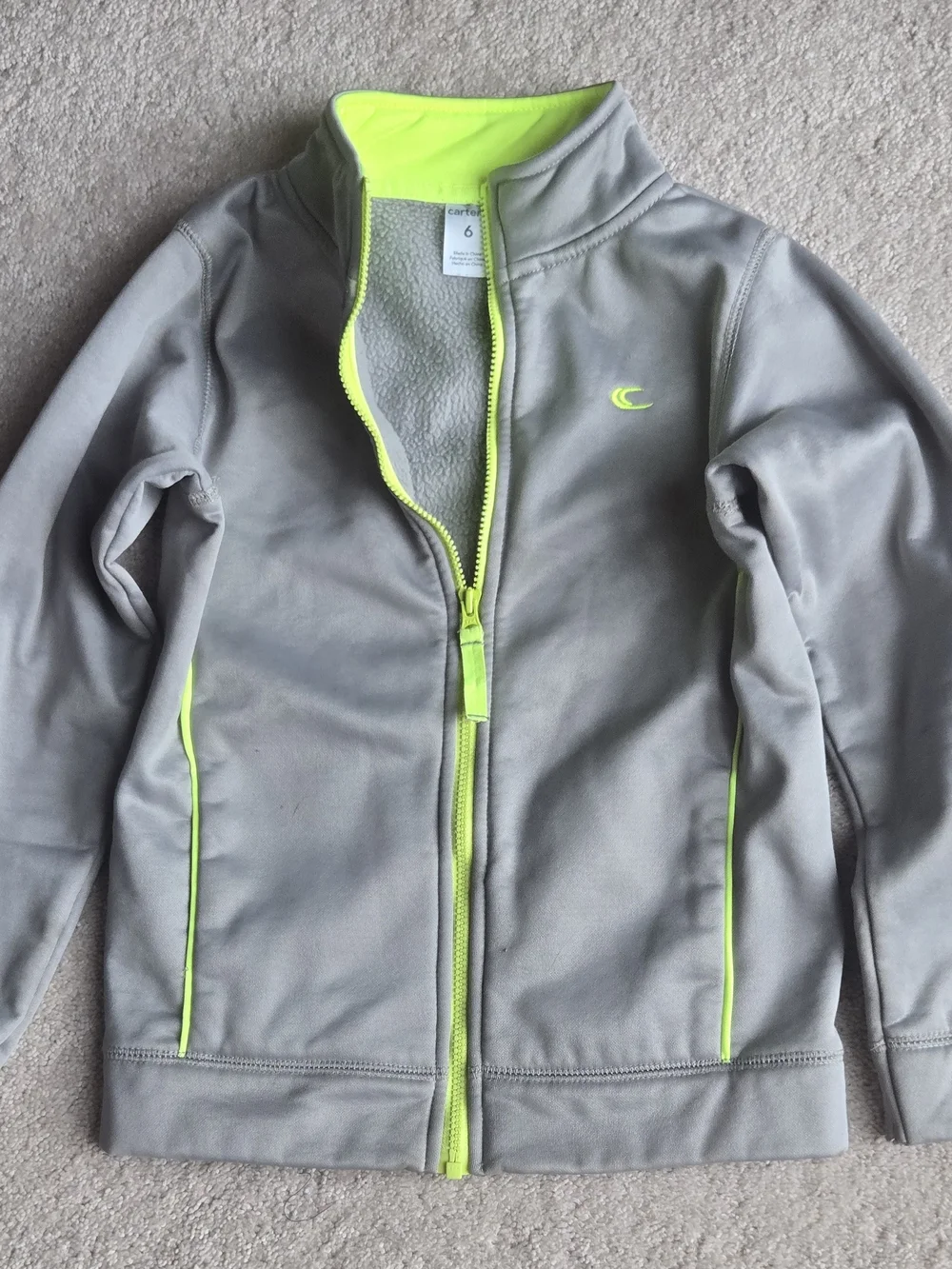 Children's Grey Jacket with Neon Yellow Trim - Carter's